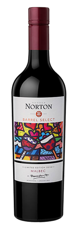 Bodega Norton Britto Artist Label Barrel Select Malbec 2018 Front Bottle Shot