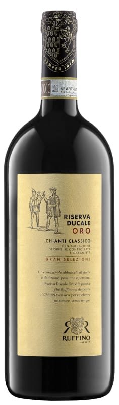 Ruffino Riserva Ducale Oro Gran Selezione (3 Liter Bottle) in Wood Box 2018 Front Bottle Shot