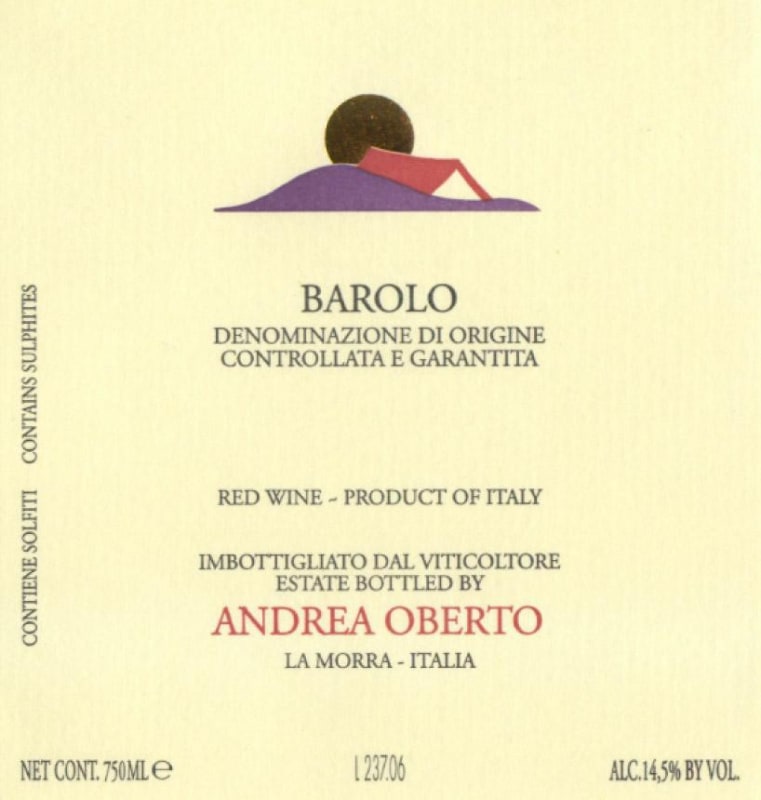 Andrea Oberto Barolo 2004 Front Label