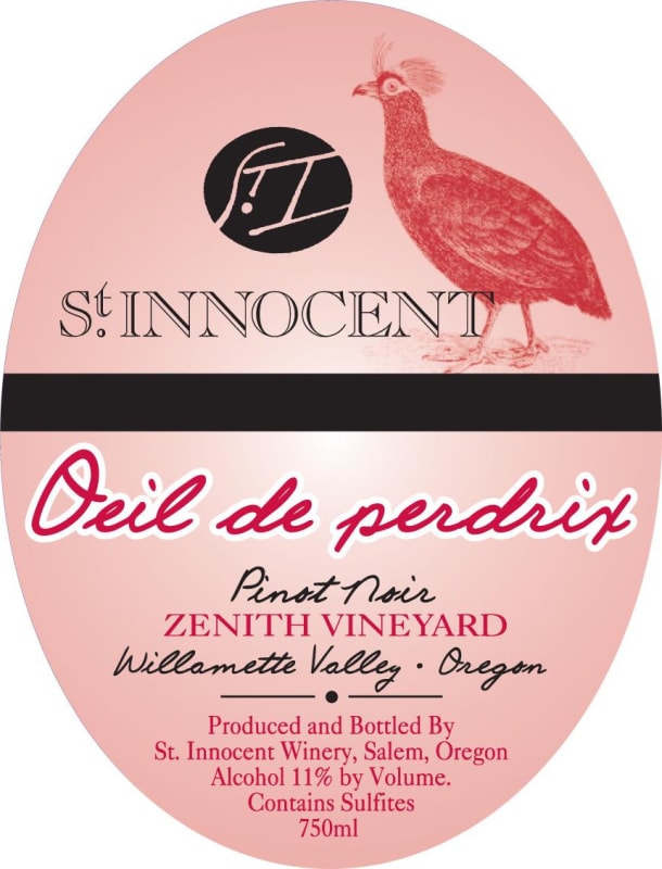 St. Innocent Zenith Vineyard Oeil de Perdrix Pinot Noir 2016 Front Label