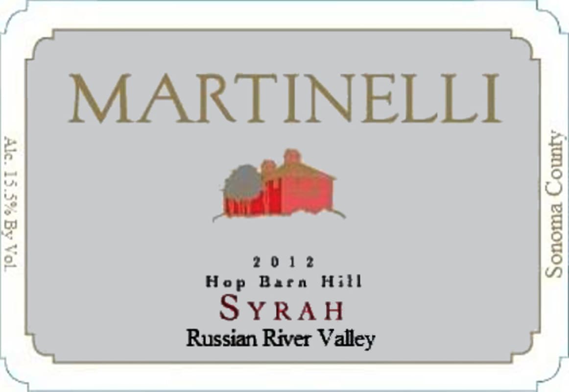 Martinelli Hop Barn Hill Syrah 2012 Front Label