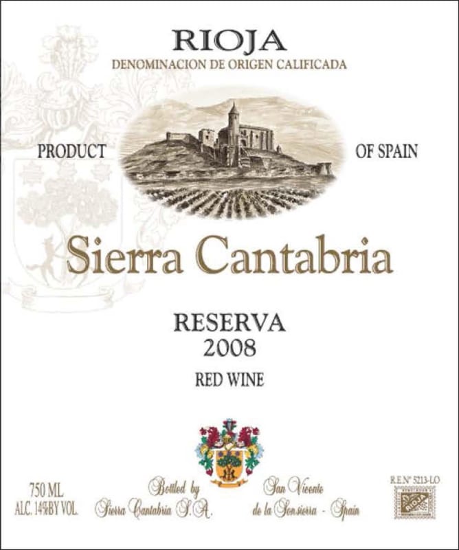 Sierra Cantabria Rioja Reserva 2008 Front Label