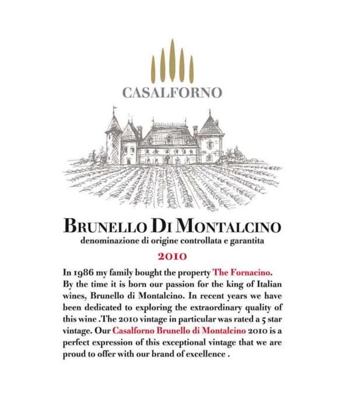 Casalforno Brunello di Montalcino Sangiovese 2010 Front Label