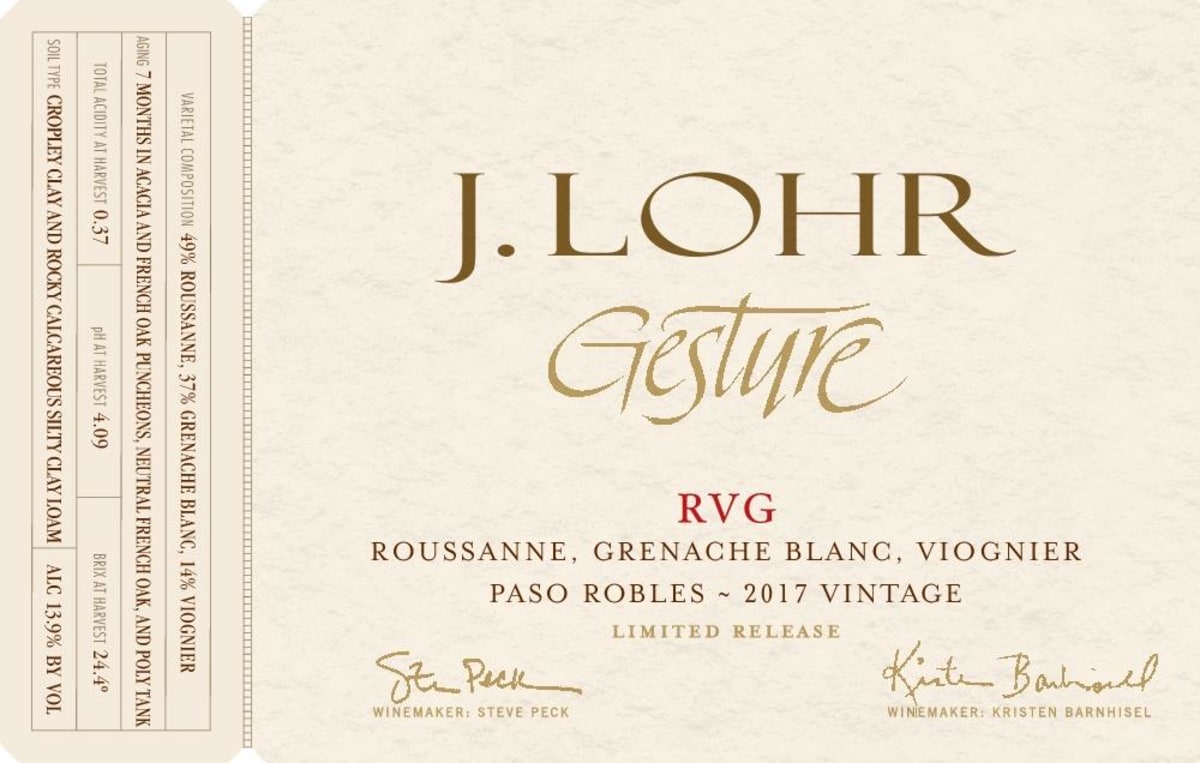 J. Lohr Gesture RVG 2017 Front Label