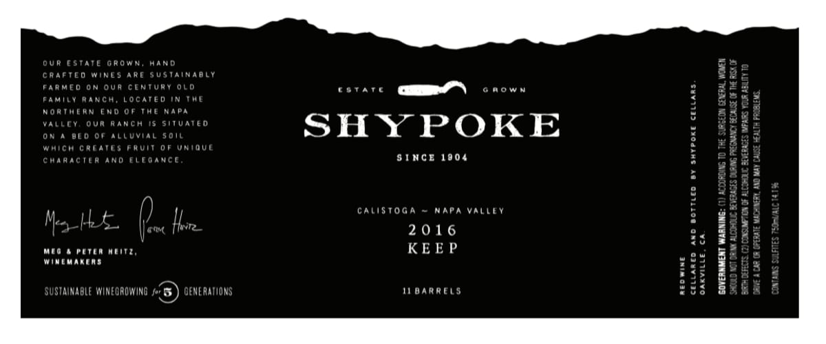 Shypoke Keep 2016 Front Label