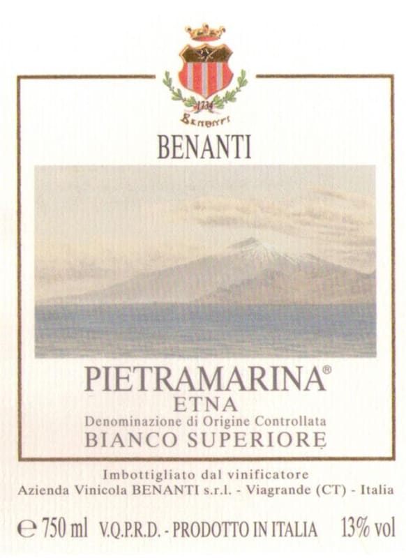 Benanti Pietra Marina Etna Bianco Superiore 2013 Front Label