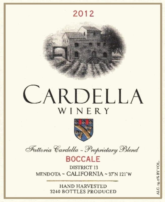 Cardella Winery Boccale Proprietary 2012 Front Label