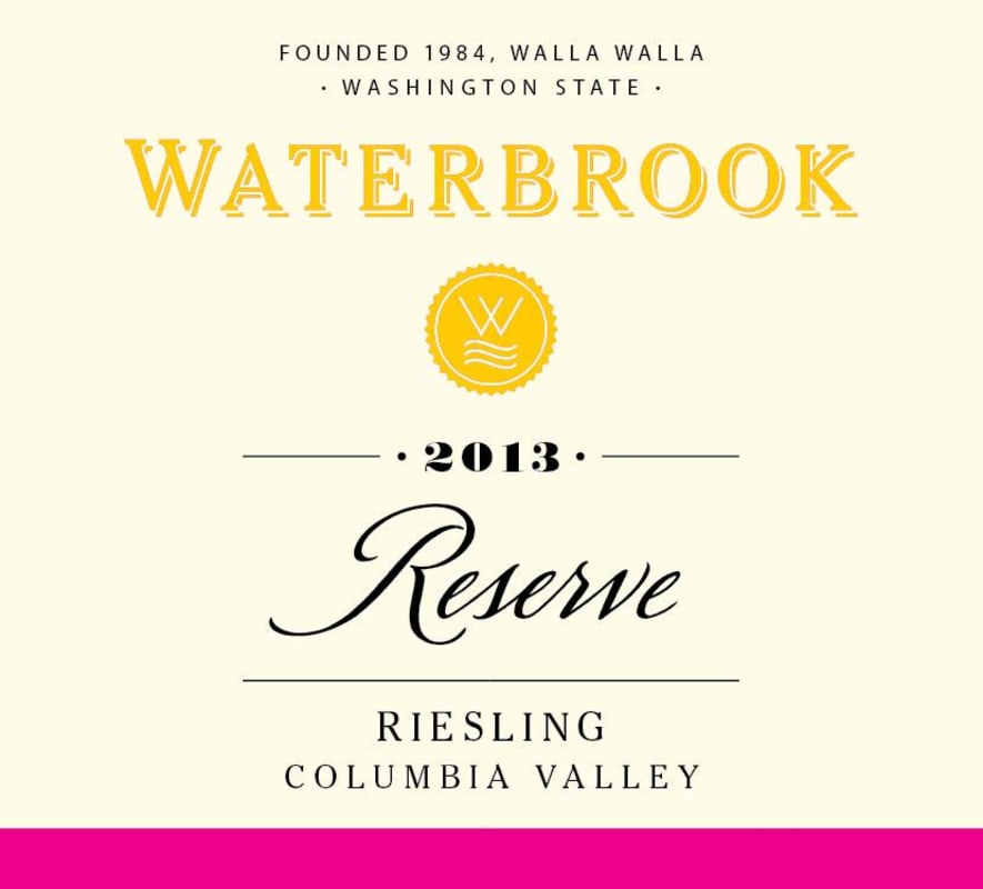 Waterbrook Reserve Riesling 2013 Front Label