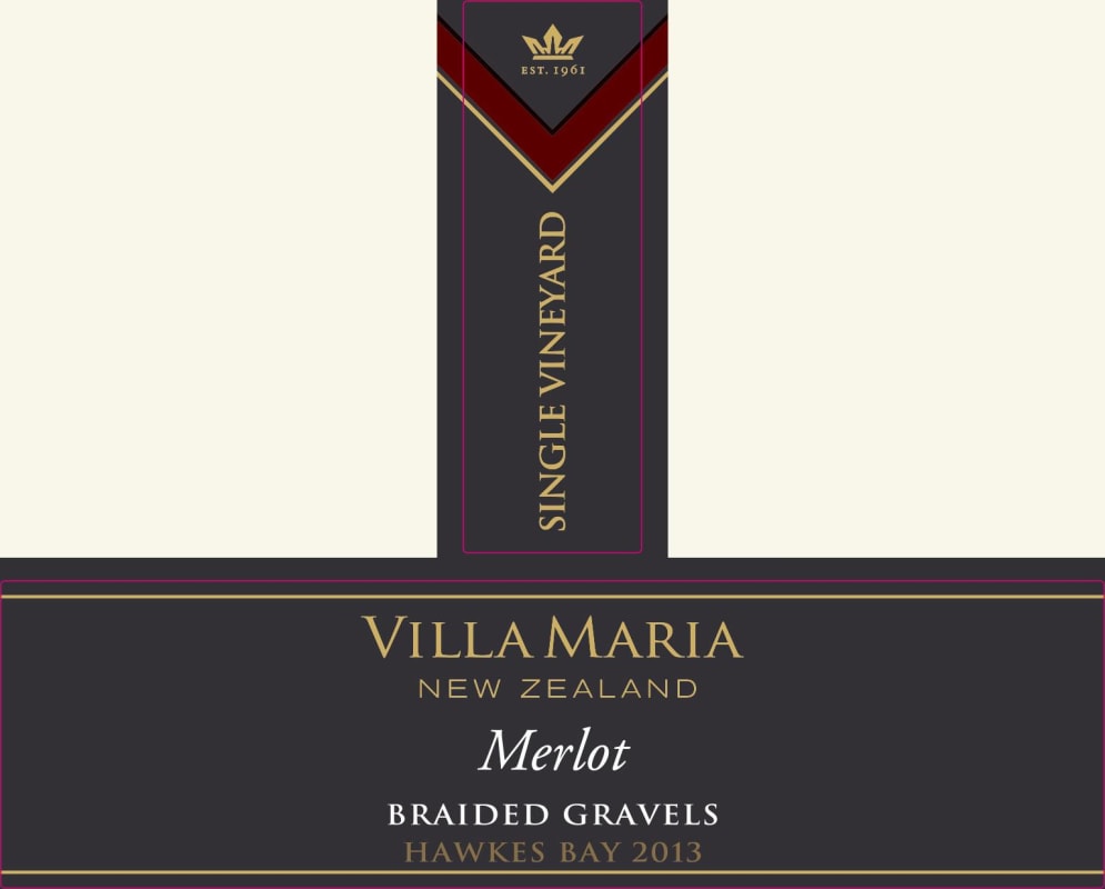 Villa Maria Single Vineyard Braided Gravels Merlot 2013 Front Label