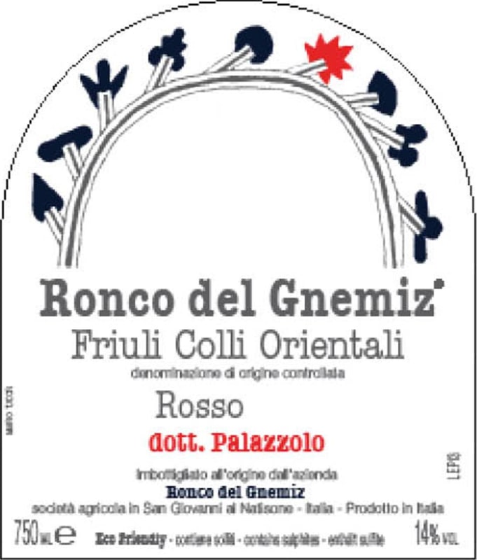 Ronco del Gnemiz dott. Palazzolo Cabernet Colli Orientali del Friuli 2016 Front Label
