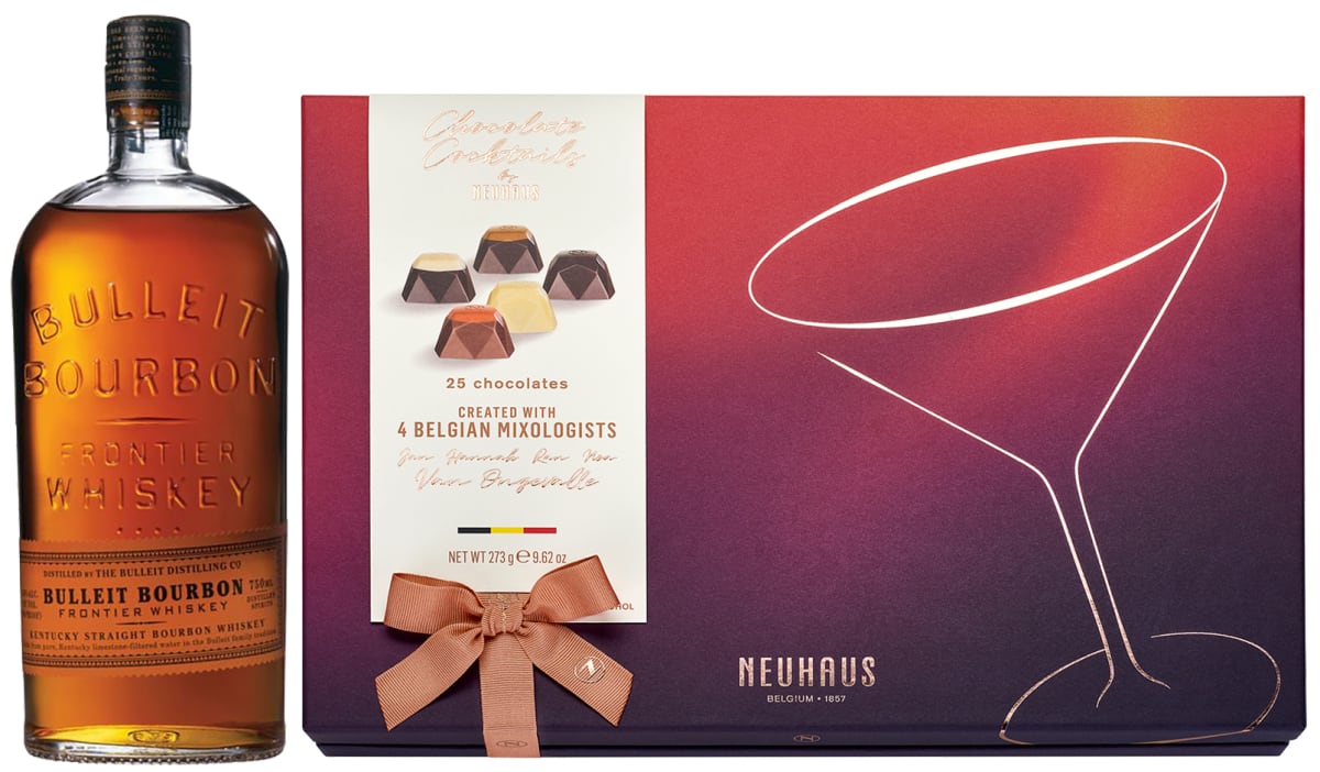 Bulleit Kentucky Straight Bourbon Whiskey & Neuhaus Cocktail Chocolates Gift Product Image