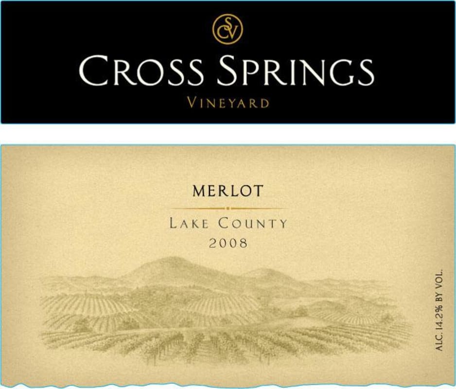 Cross Springs Merlot 2008 Front Label
