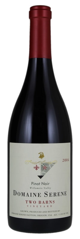 Domaine Serene Two Barns Vineyard Pinot Noir (wine stained label) 2004 Front Bottle Shot
