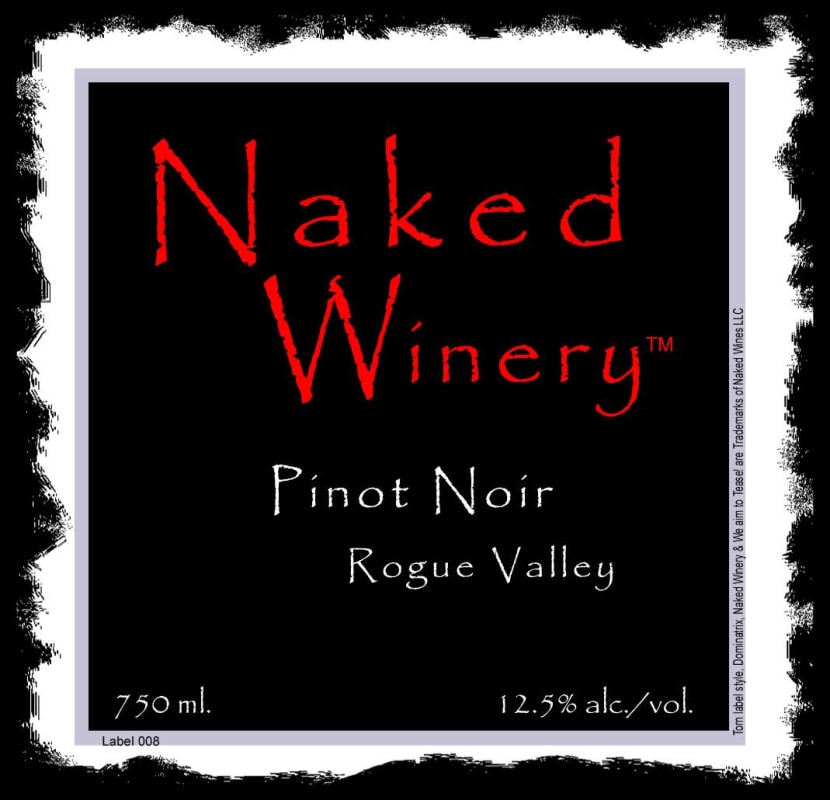 Naked Winery Pinot Noir 2010 Front Label