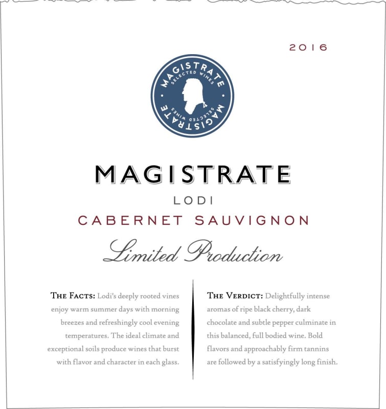 Magistrate Limited Production Cabernet Sauvignon 2016 Front Label