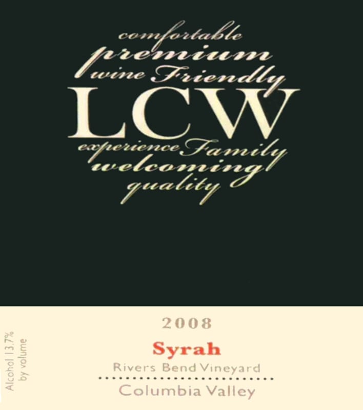 Lake Chelan Winery Rivers Bend Vineyard Syrah 2008 Front Label