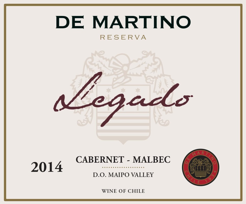 De Martino Legado Reserva Cabernet Sauvignon Malbec 2014 Front Label