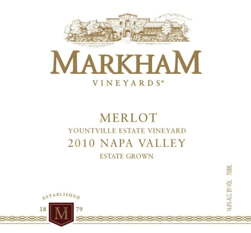 Markham Yountville Estate Vineyard Merlot 2010 Front Label