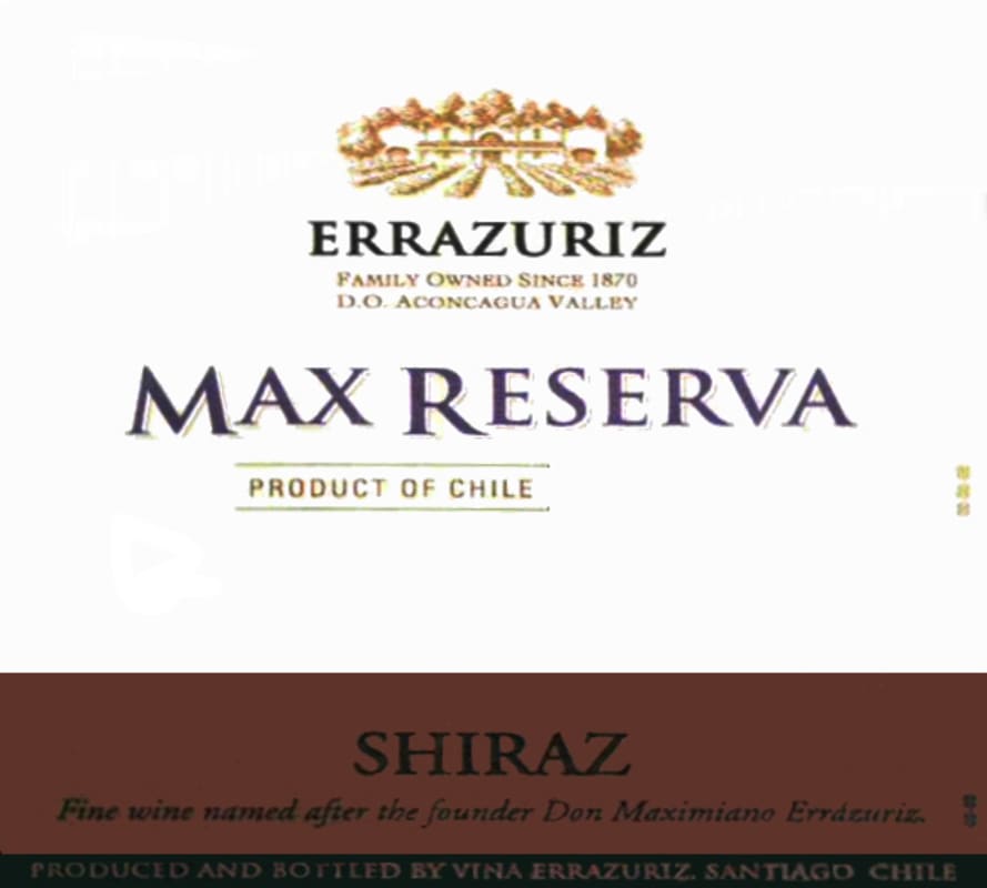 Errazuriz Max Reserva Syrah 2010 Front Label