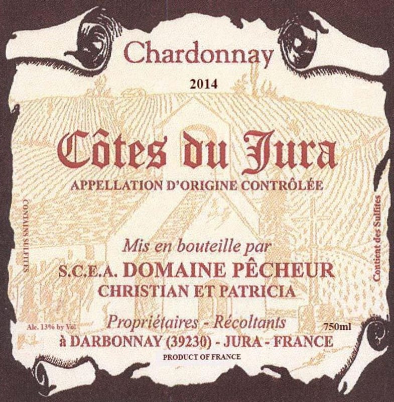 Domaine Pecheur Cotes du Jura Chardonnay 2014 Front Label