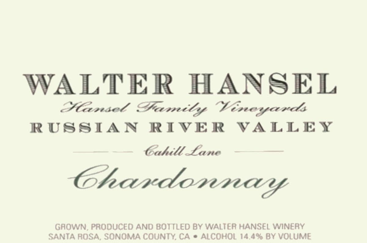 Walter Hansel Cahill Lane Vineyard Chardonnay 2003 Front Label