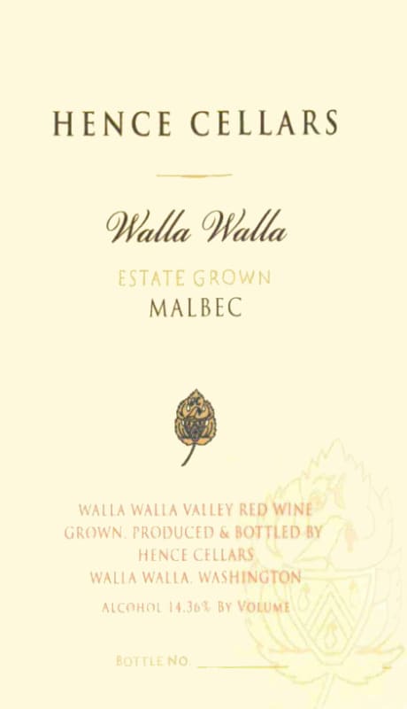 Hence Cellars Malbec 2012 Front Label