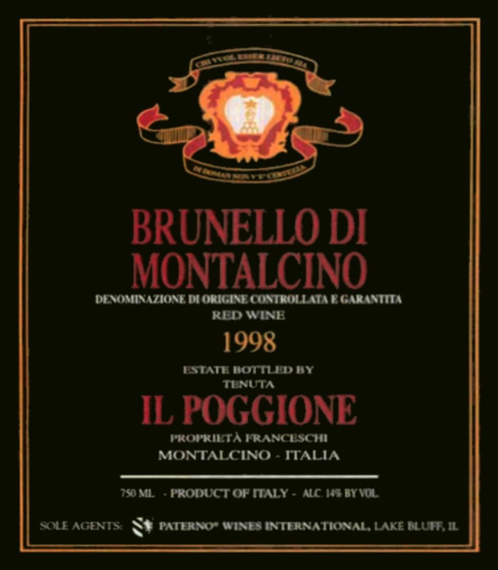 Il Poggione Brunello di Montalcino 1998 Front Label