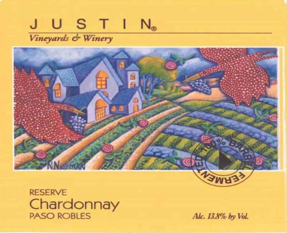 Justin Reserve Chardonnay 2001 Front Label