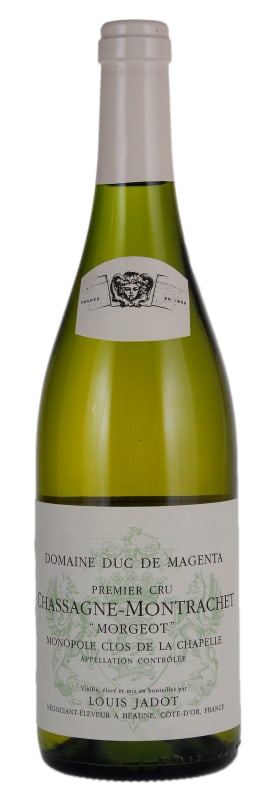 Louis Jadot Chassagne-Montrachet Morgeot Clos de la Chapelle Premier Cru Blanc 2017 Front Bottle Shot