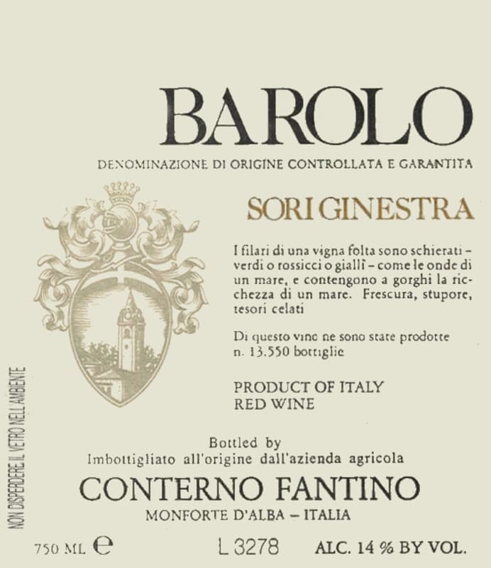 Conterno Fantino Barolo Sori Ginestra 1992 Front Label