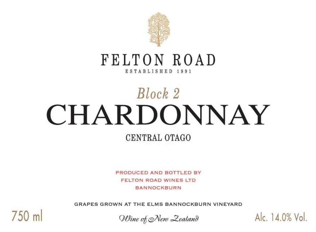 Felton Road Block 2 Chardonnay 2010 Front Label