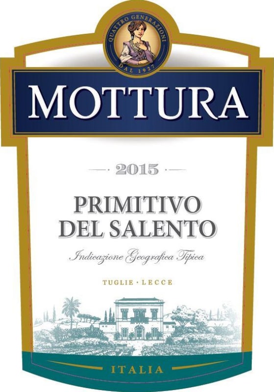 Azienda Mottura Primitivo del Salento 2015 Front Label