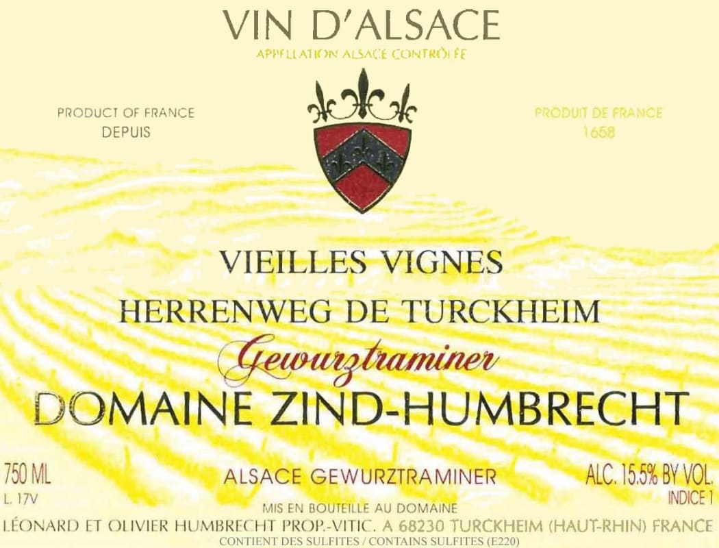 Zind-Humbrecht Herrenweg de Turckheim Vieilles Vignes Gewurztraminer 2013 Front Label