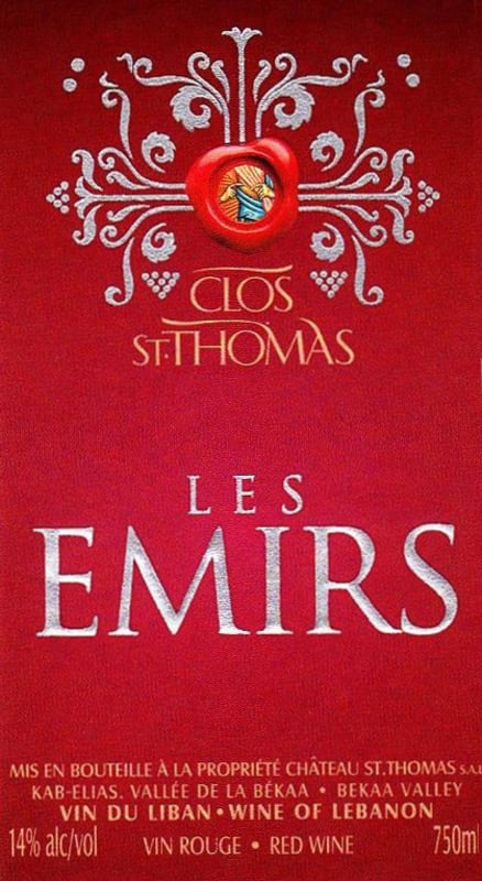 Chateau St. Thomas Les Emirs Rouge 2011 Front Label