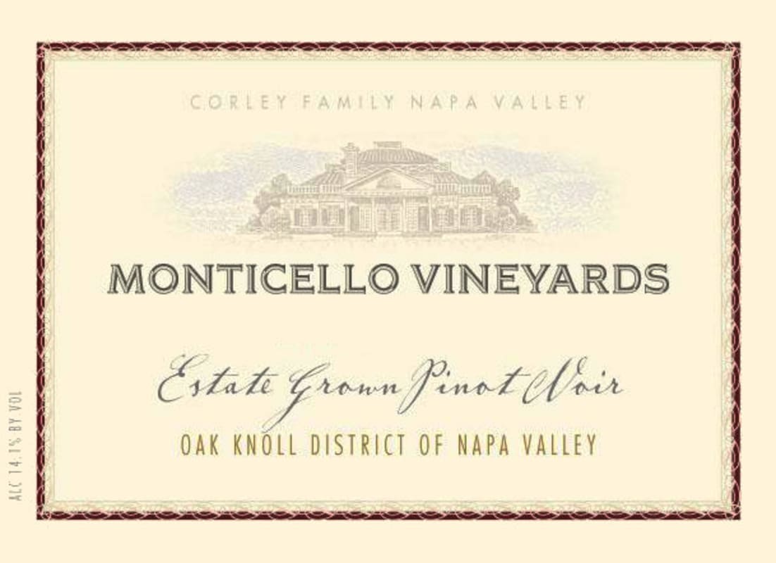 Monticello Estate Grown Pinot Noir 2009 Front Label