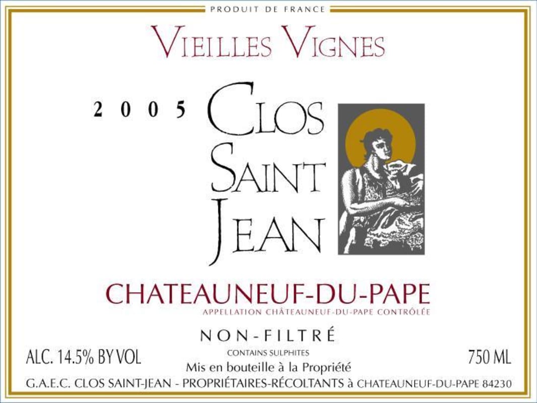 Clos Saint Jean Chateauneuf-du-Pape Vieilles Vignes 2005 Front Label