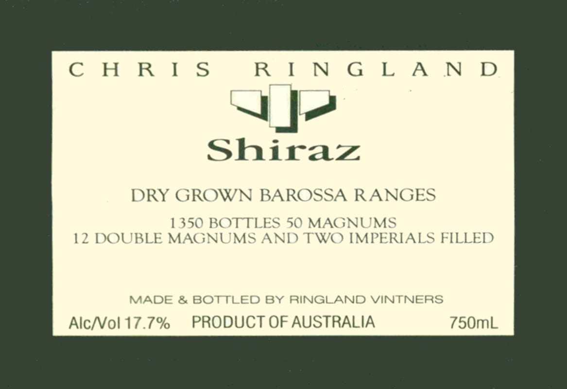 Chris Ringland Three Rivers Dry Grown Shiraz (3 Liter) 2006 Front Label
