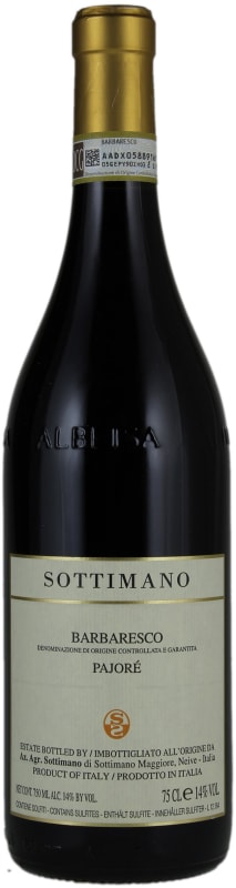 Sottimano Barbaresco Pajore 2016 Front Bottle Shot