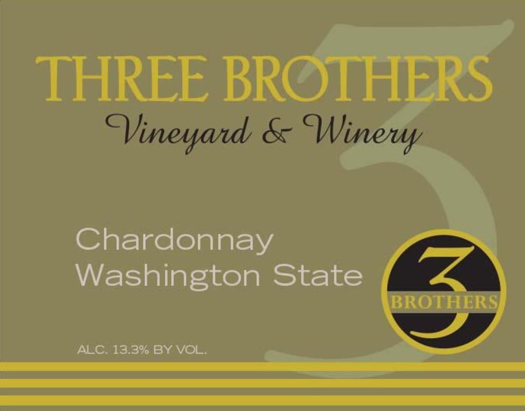 Three Brothers Vineyard and Winery Chardonnay 2015 Front Label