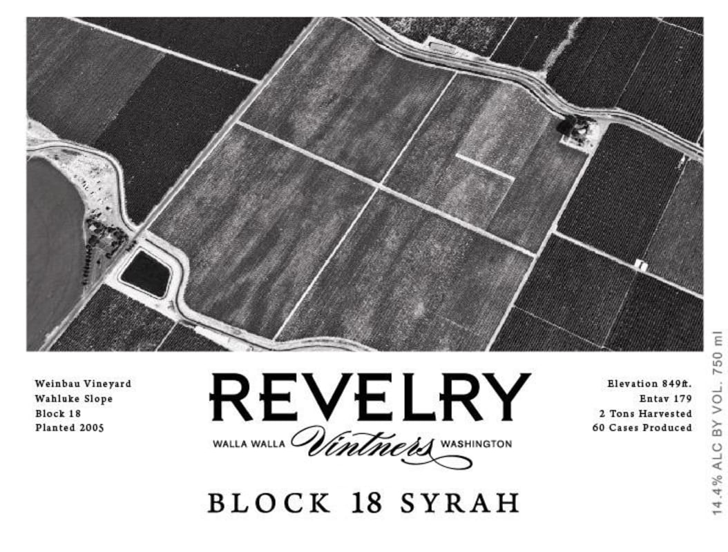 Revelry Vintners Block 18 Syrah 2012 Front Label