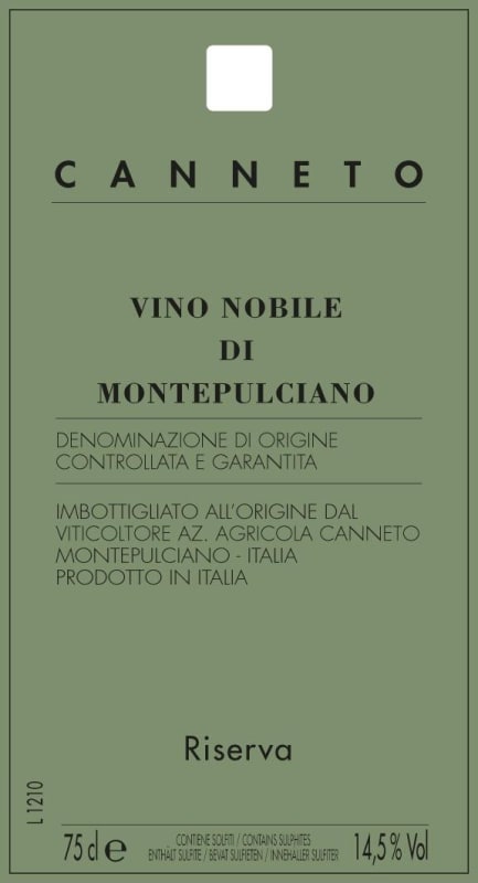 Canneto Nobile di Montepulciano Riserva 2011 Front Label