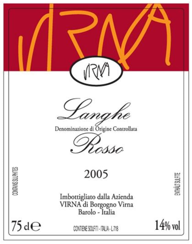 Virna Borgogno Langhe Rosso 2005 Front Label