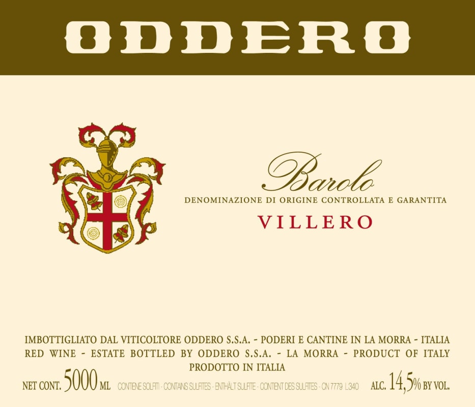 Oddero Barolo Villero 2012 Front Label