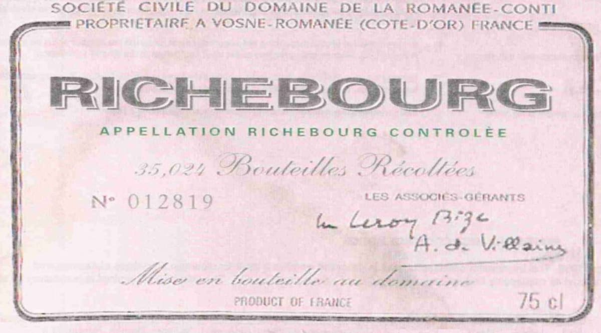 Domaine de la Romanee-Conti Richebourg Grand Cru 1986 | Wine.com