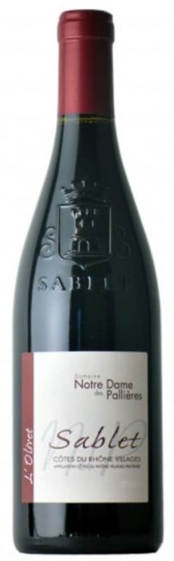Notre Dame des Pallieres Cotes du Rhone Villages Sablet L'Olivet 2016 Front Bottle Shot