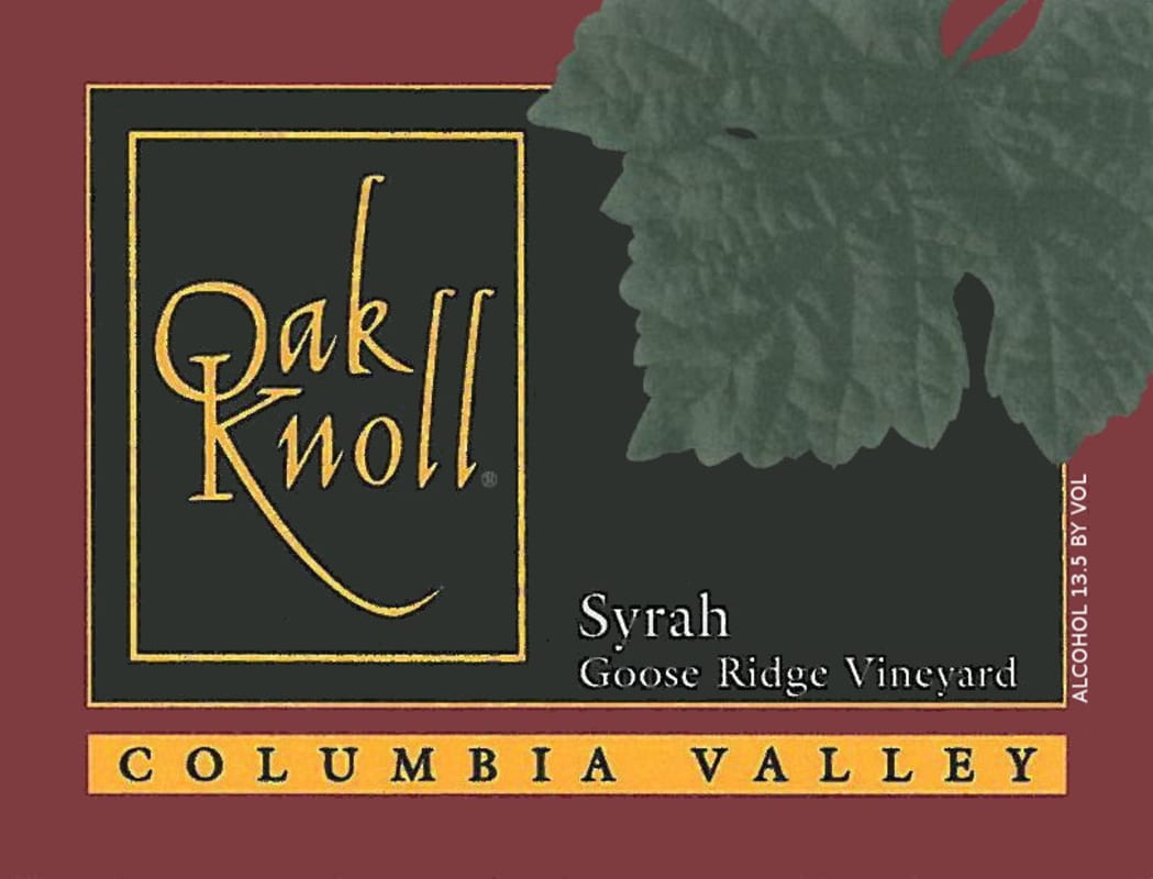 Oak Knoll Goose Ridge Vineyard Syrah 2011 Front Label