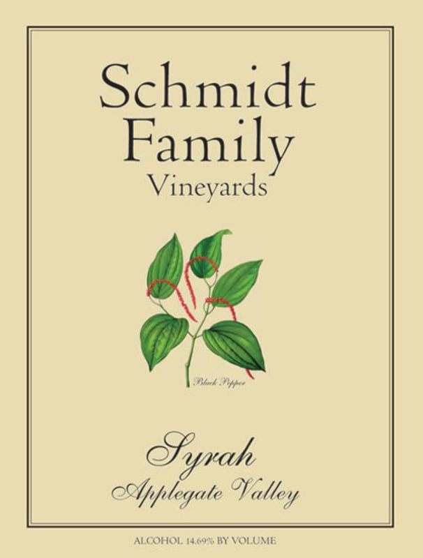 Schmidt Family Vineyards Syrah 2009 Front Label