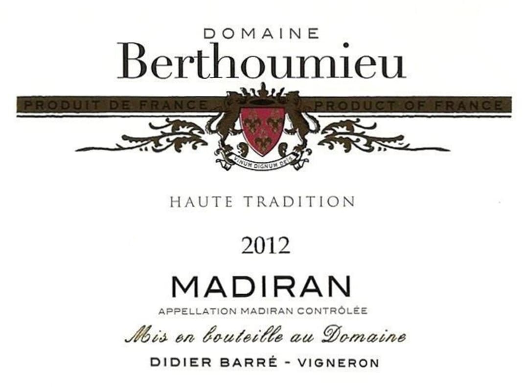 Domaine Berthoumieu Madiran Haute Tradition 2012 Front Label