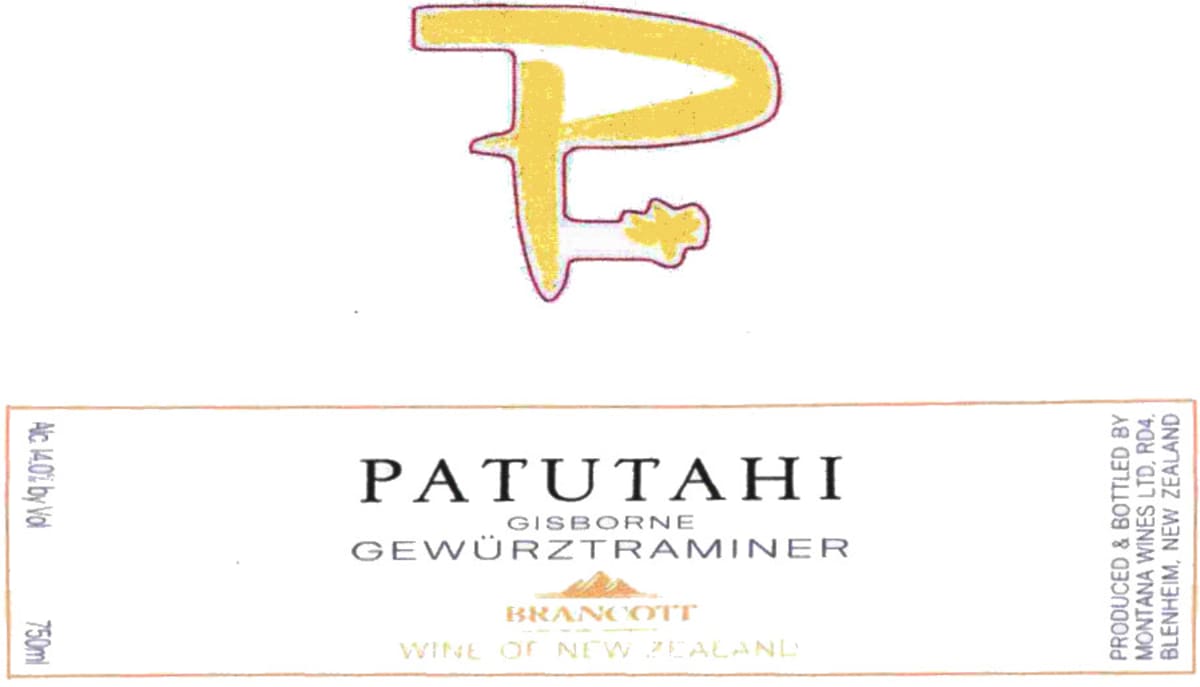 Brancott Patutahi Gewurztraminer 2007 Front Label