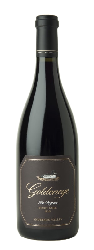 Goldeneye Ten Degrees Anderson Valley Pinot Noir 2015 Front Bottle Shot